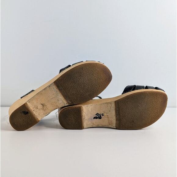 Swedish Hasbeens Shoes Cross Strap Debutant Womens EU 37 Black Leather Sandals - Picture 11 of 16